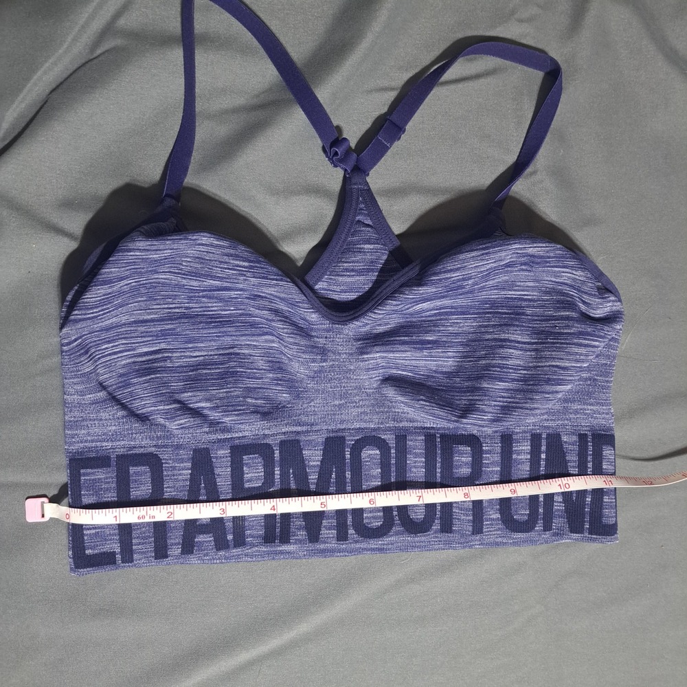 Under Armour‎ UA MEDIUM Seamless Cross Back Sports Bra Streaky Heather Blue - Picture 5 of 5